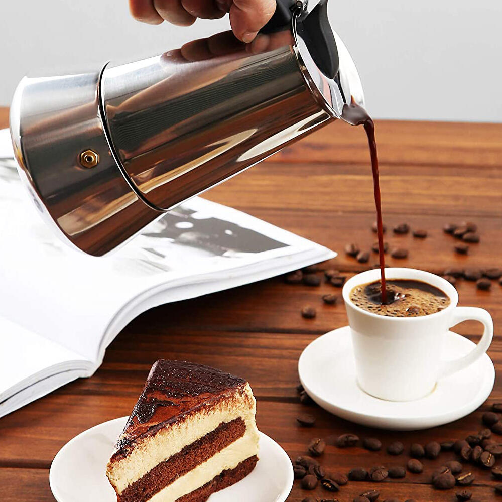 Cafetera Italiana De Acero Inoxidable 9 Tazas Inducción