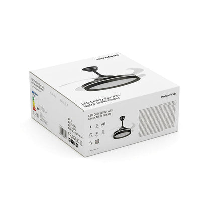 Ventilador de Techo con Luz LED, 4 Aspas Retráctiles y Mando a Distancia InnovaGoods