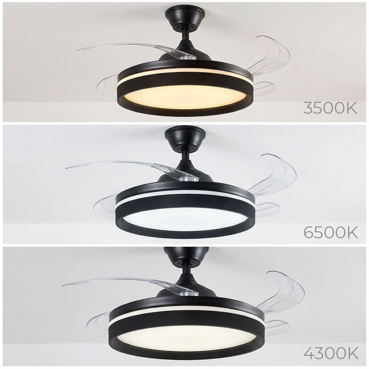 Ventilador de Techo con Luz LED, 4 Aspas Retráctiles y Mando a Distancia InnovaGoods