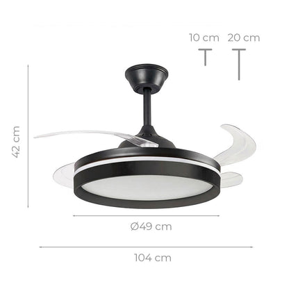 Ventilador de Techo con Luz LED, 4 Aspas Retráctiles y Mando a Distancia InnovaGoods